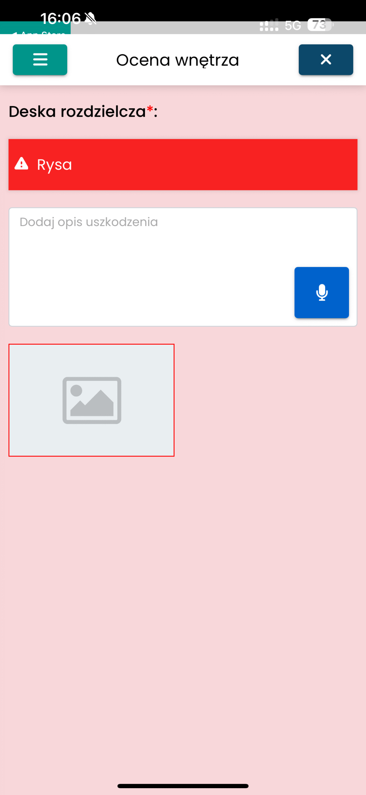 Ocena wnętrza, zdjęcie i notatka głosowa