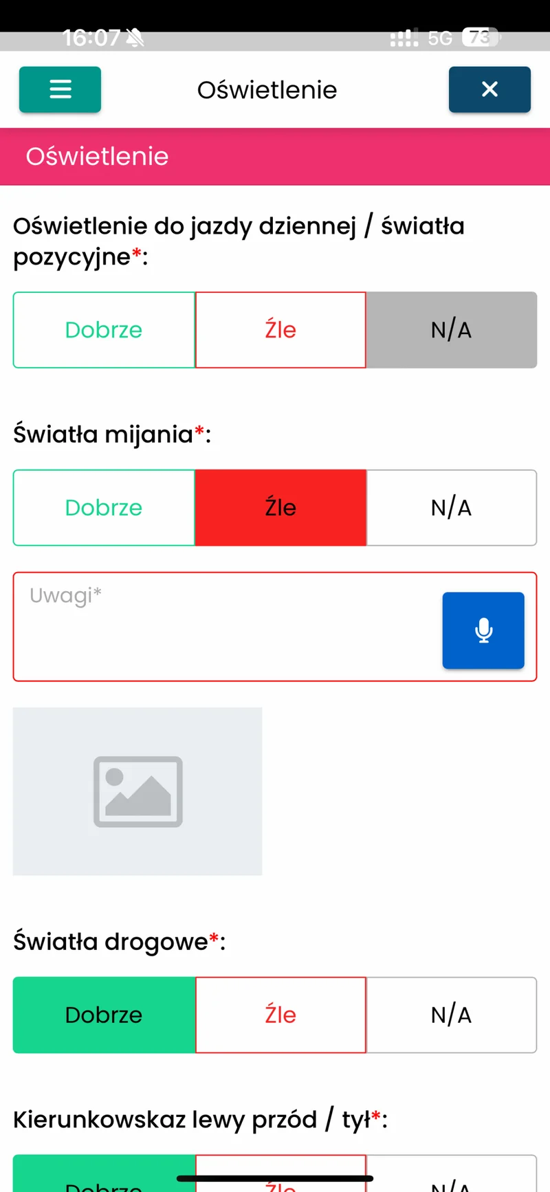 Kontrola oświetlenia w Inspection360